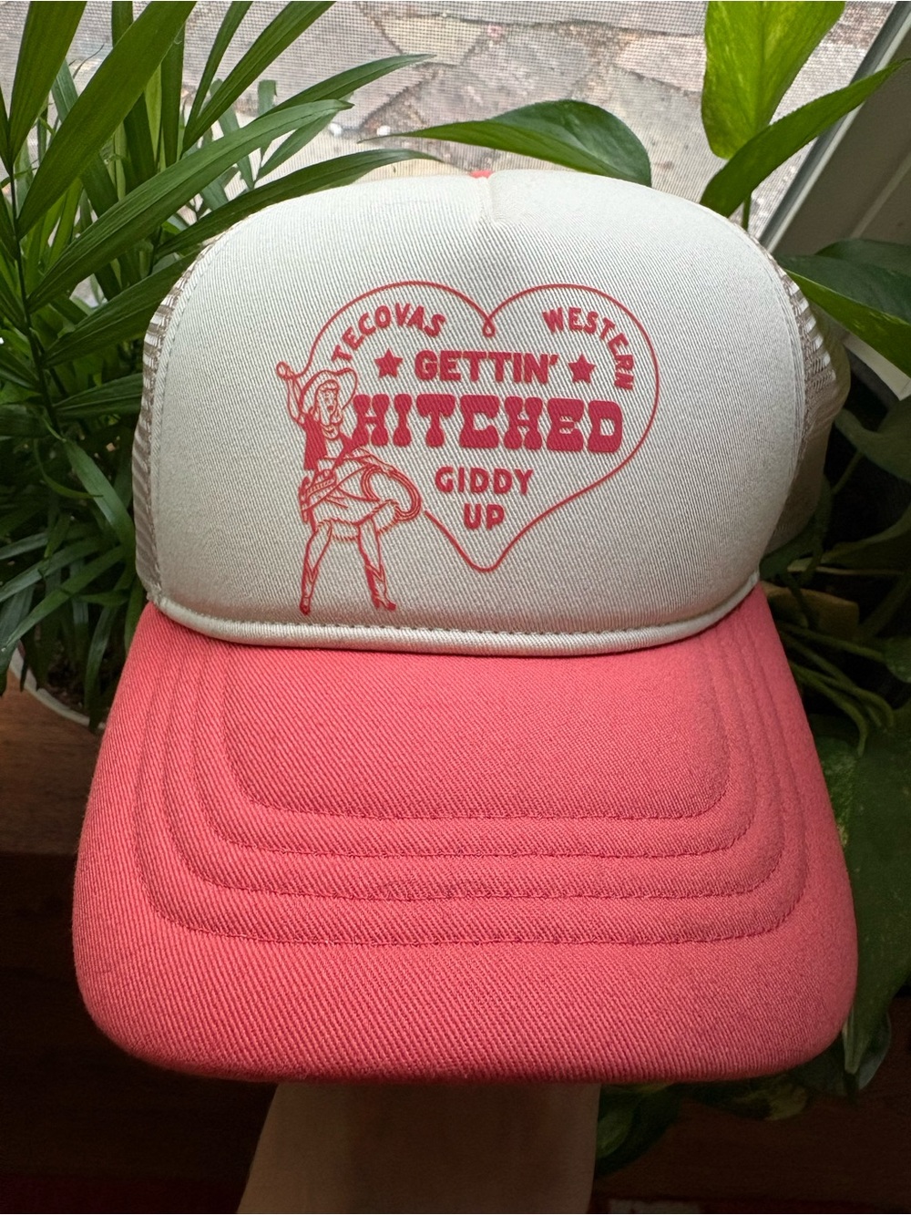 Tecovas Pink & White 'Gettin' Hitched' Trucker Hat
